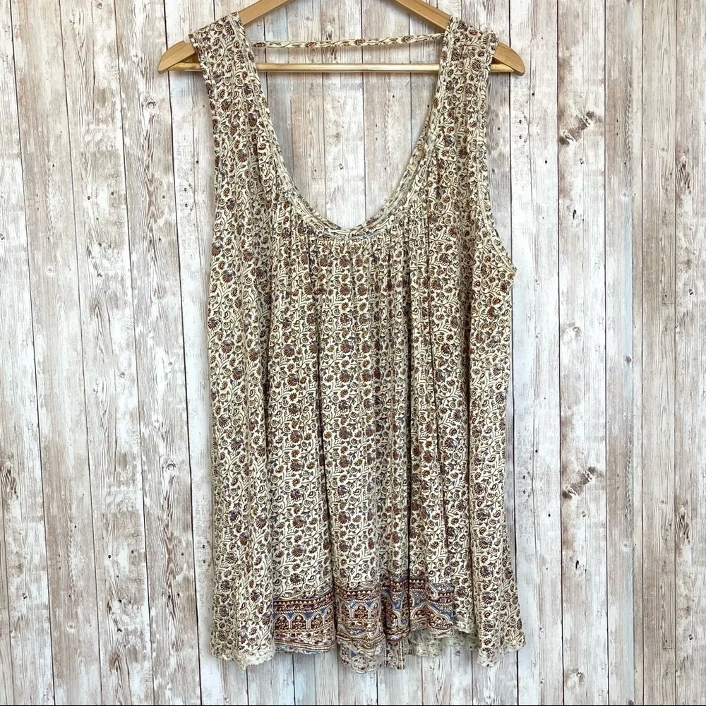 Free People Mess Around Tunic Sleeveless Neutral Combo Top Size Small Women